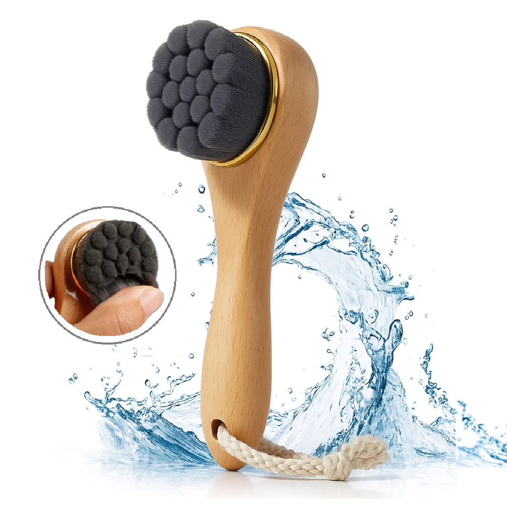 Brosse Ultra-douce de gommage visage - Manche bois de hêtre