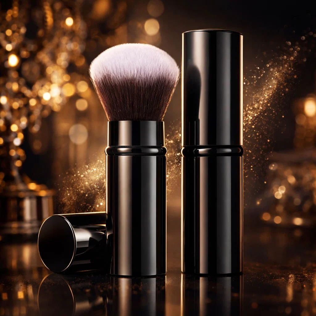 Pinceau Kabuki rétractable - Boîtier noir brillant