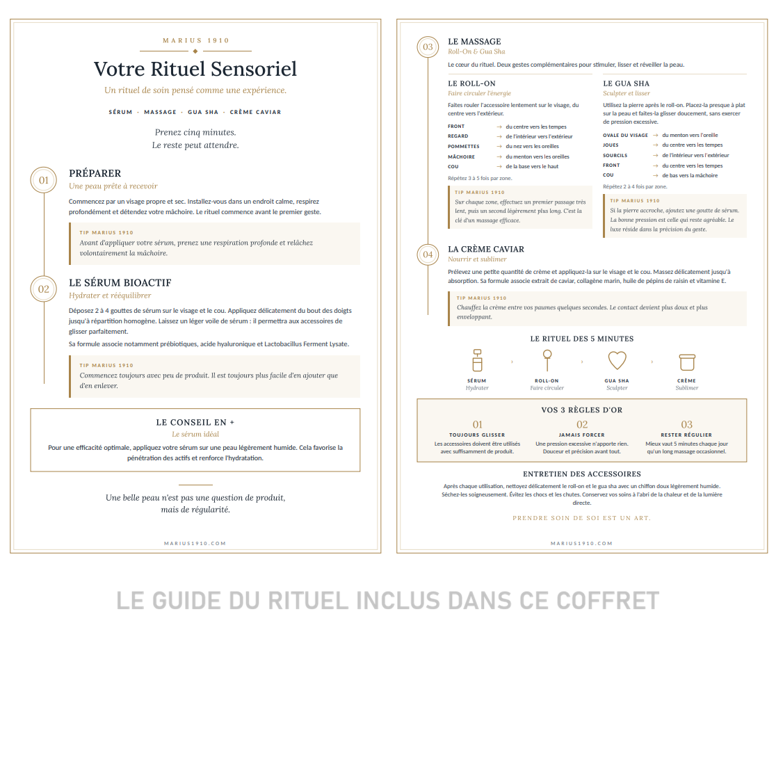 Le Rituel Sensoriel - Sérum · Roll-On · Gua Sha · Crème Caviar