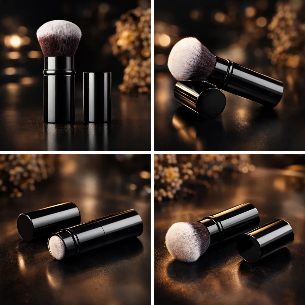 Pinceau Kabuki rétractable - Boîtier noir brillant