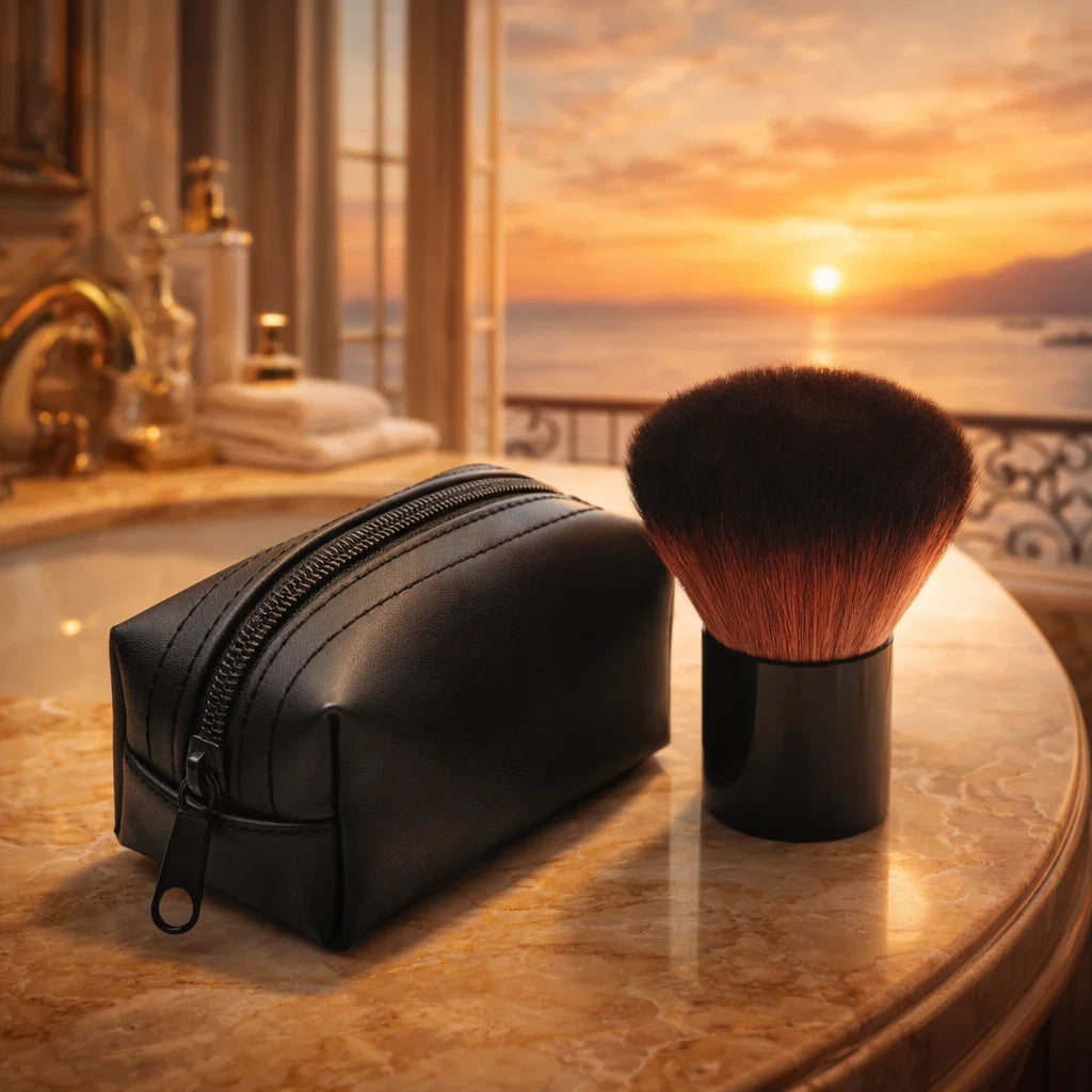 Pinceau Kabuki Homme avec sa trousse étui